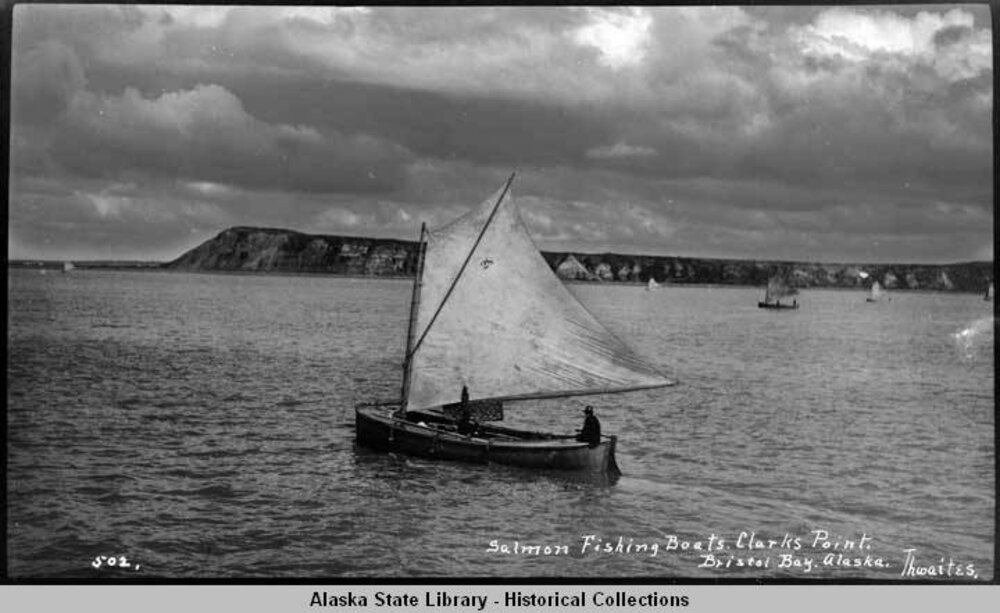 Salmon fishing sailboat at Clark's Point, Bristol Bay, Alaska